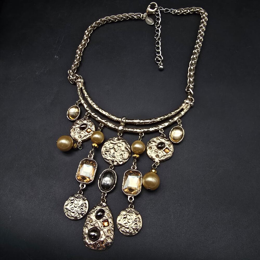 Chico's Charm Pendant Necklace Bib Style Costume Jewelry - Picture 2 of 8